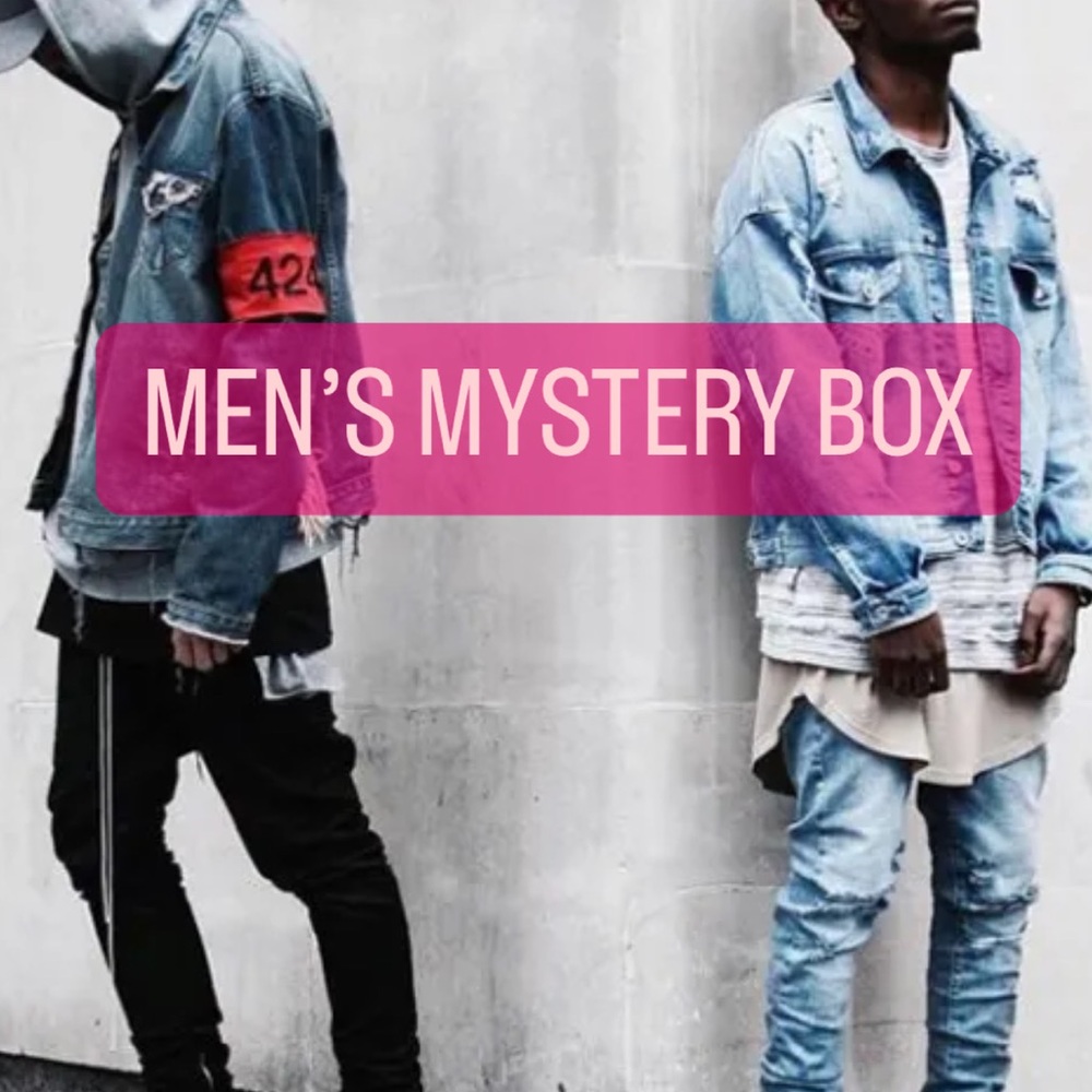 1 $45 MENS CLOTHING MYSTERY BOX . 7 ITEMS ! ALL BRAND NEW !  RETAILS OVER $100